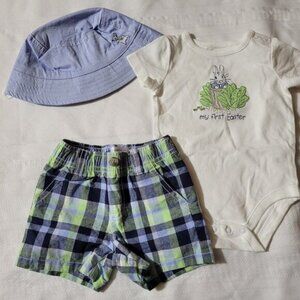 Gymboree Peter Rabbit My First Easter Bodysuit 3-6 month Dressed Up plaid Shorts